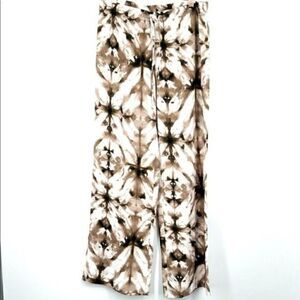 Calvin Klein cream brown tie die wide leg pants medium BoxB